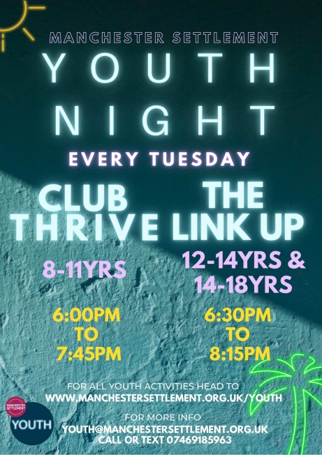 Flyer showing information for youth night